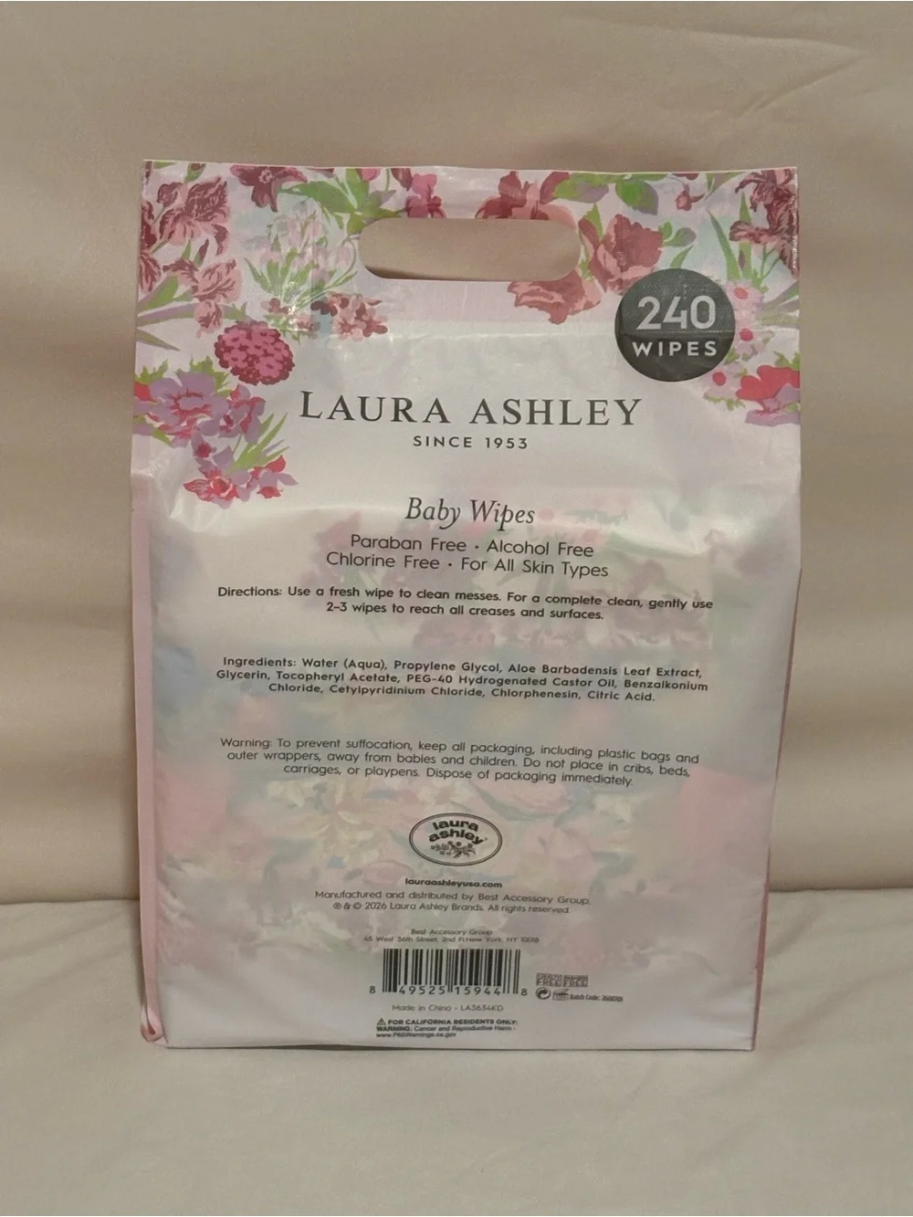 Laura Ashley Floral Baby Wipes 4-Pack -120 wipes